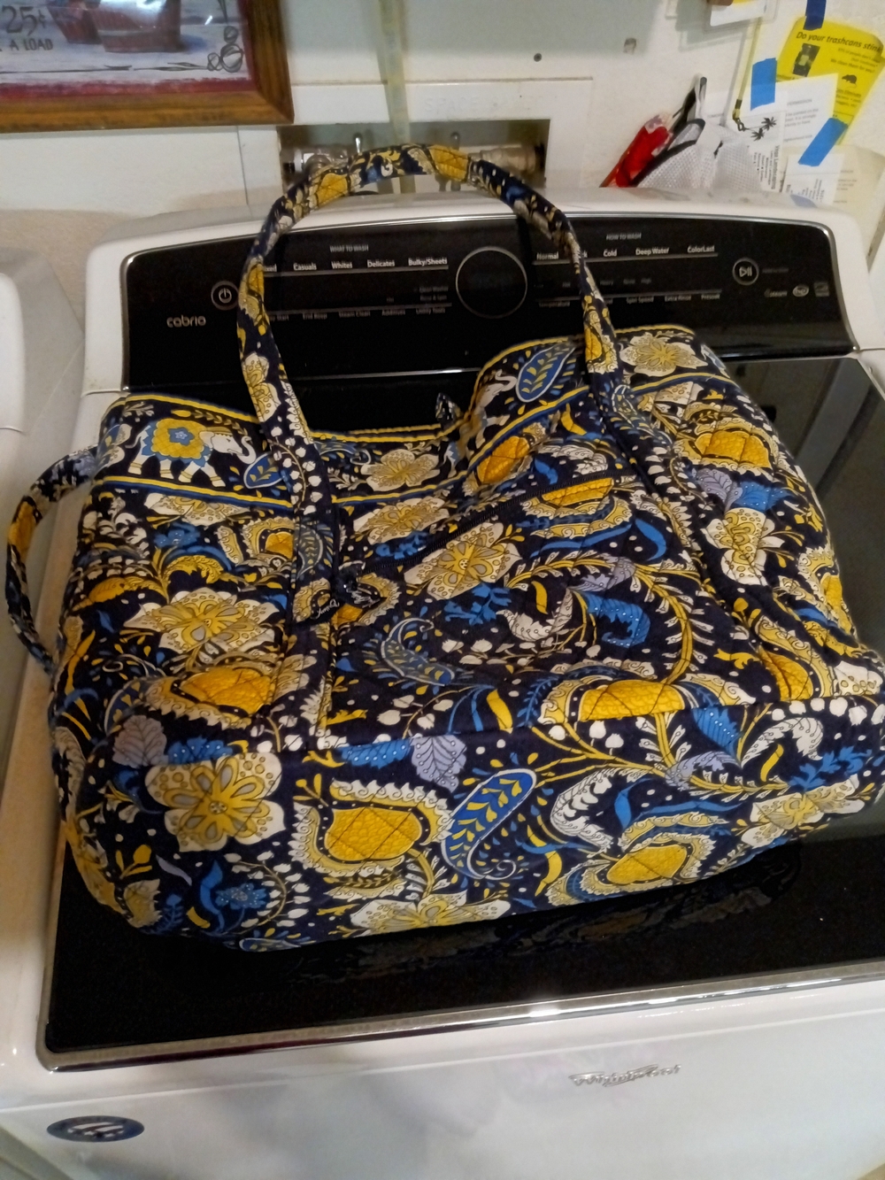 Vera Bradley Quilted Navy, Yellow & Blue Floral Tote Bag